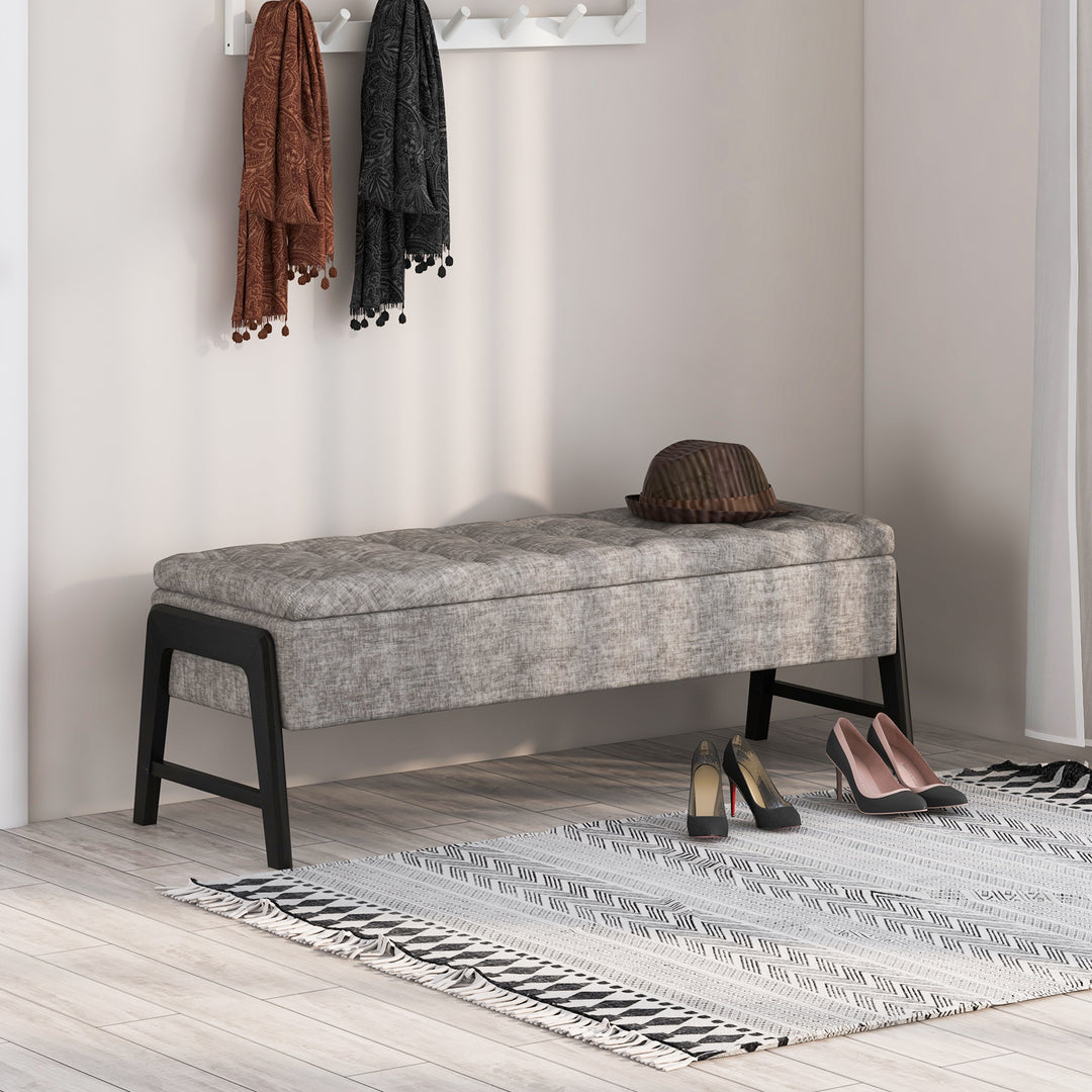 Modern Chenille Storage Bench Upholstered Tufted Ottoman Bench - TidySpaces