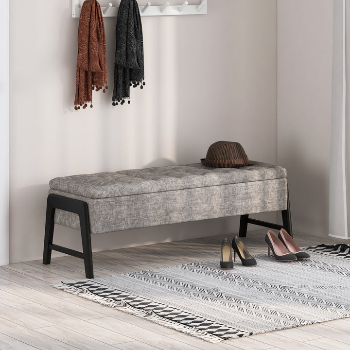 Modern Chenille Storage Bench Upholstered Tufted Ottoman Bench - TidySpaces