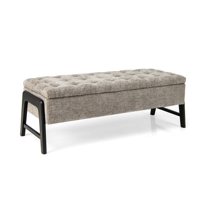 Modern Chenille Storage Bench Upholstered Tufted Ottoman Bench Grey - TidySpaces