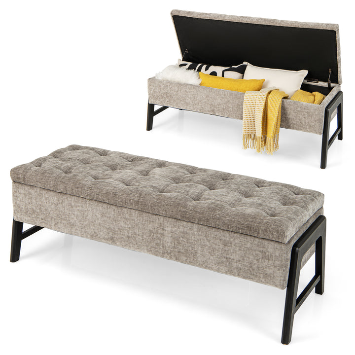 Modern Chenille Storage Bench Upholstered Tufted Ottoman Bench - TidySpaces