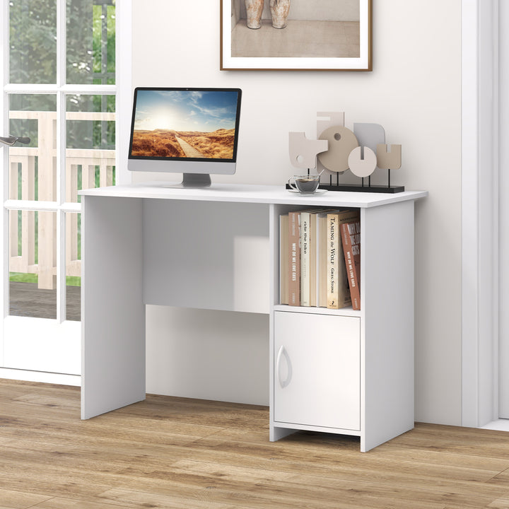 Modern Computer Desk with Cabinet and Cable Holes - TidySpaces