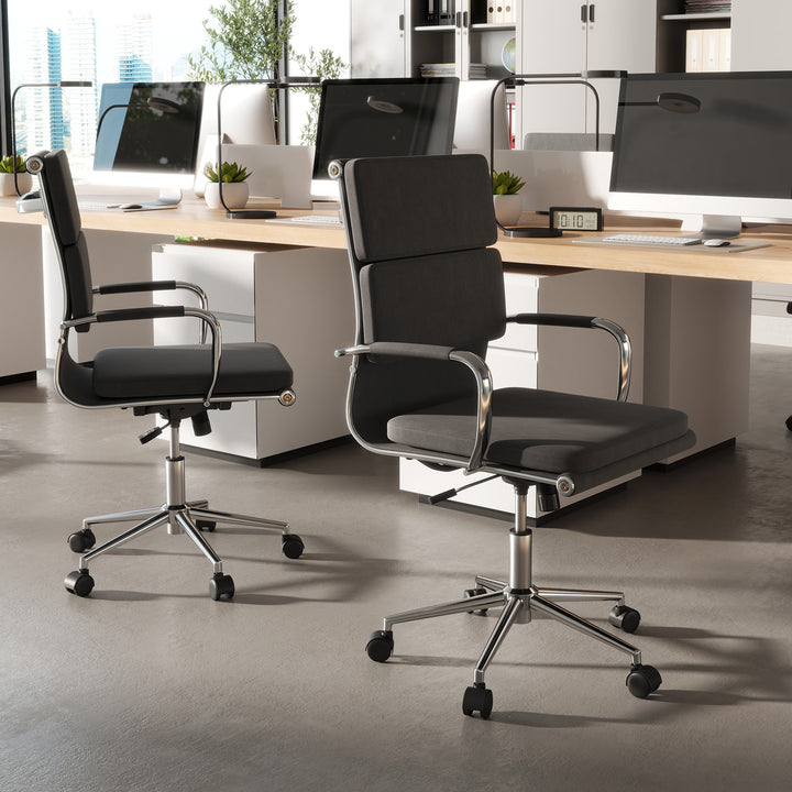 Modern Leatherier Conference Chair with Rocking Backrest-Grey - TidySpaces