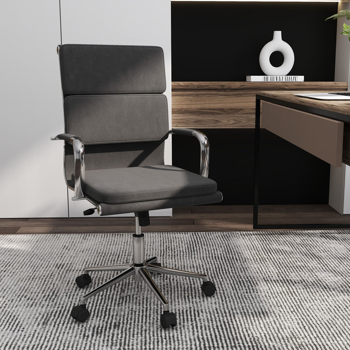 Modern Leatherier Conference Chair with Rocking Backrest-Grey - TidySpaces