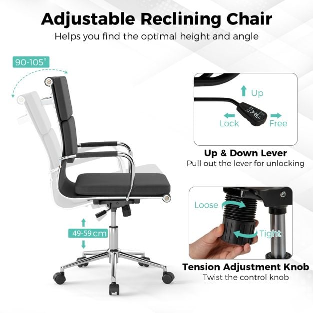 Modern Leatherier Conference Chair with Rocking Backrest-Grey - TidySpaces
