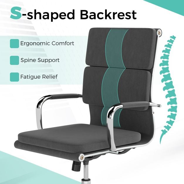 Modern Leatherier Conference Chair with Rocking Backrest-Grey - TidySpaces