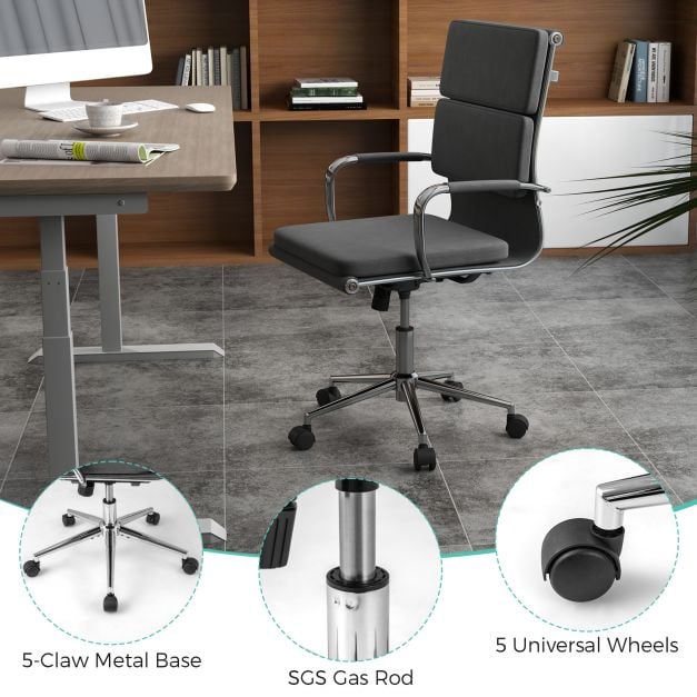 Modern Leatherier Conference Chair with Rocking Backrest-Grey - TidySpaces