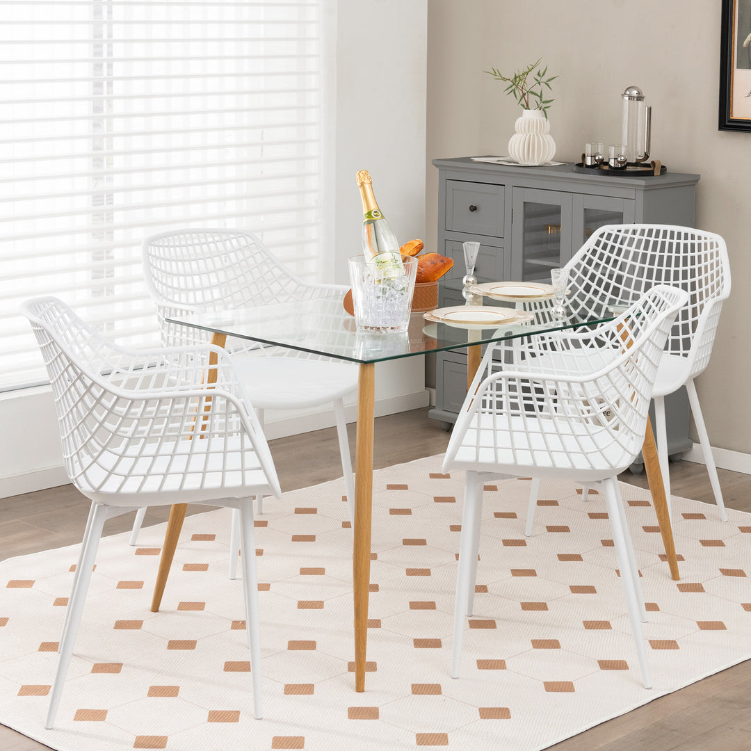 Modern Dining Chair Set of 4 with Airy Hollow Backrest - TidySpaces