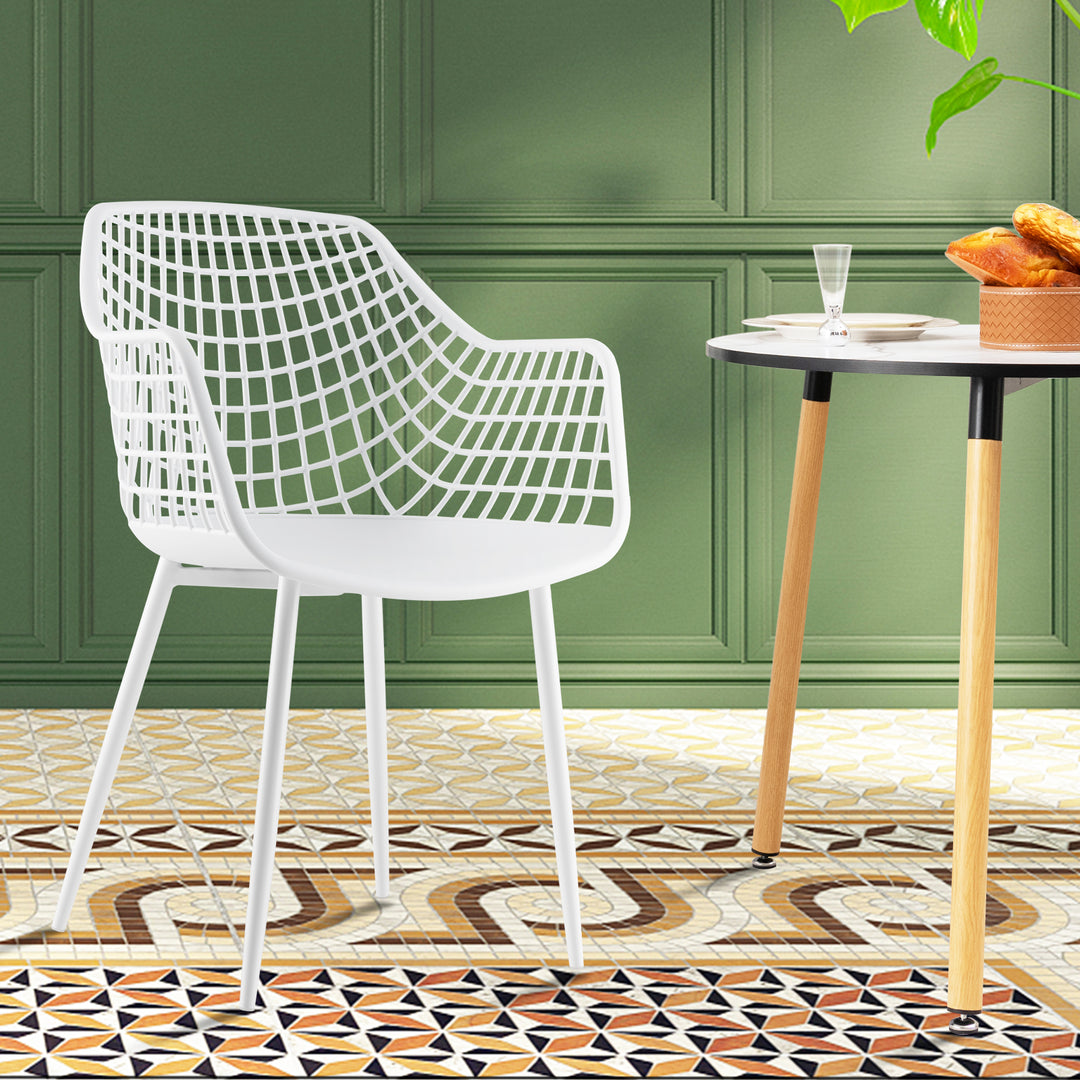 Modern Dining Chair Set of 4 with Airy Hollow Backrest - TidySpaces
