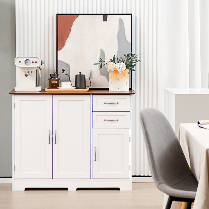 Modern Kitchen Sideboard Storage Cabinet with Adjustable Shelf and Drawers