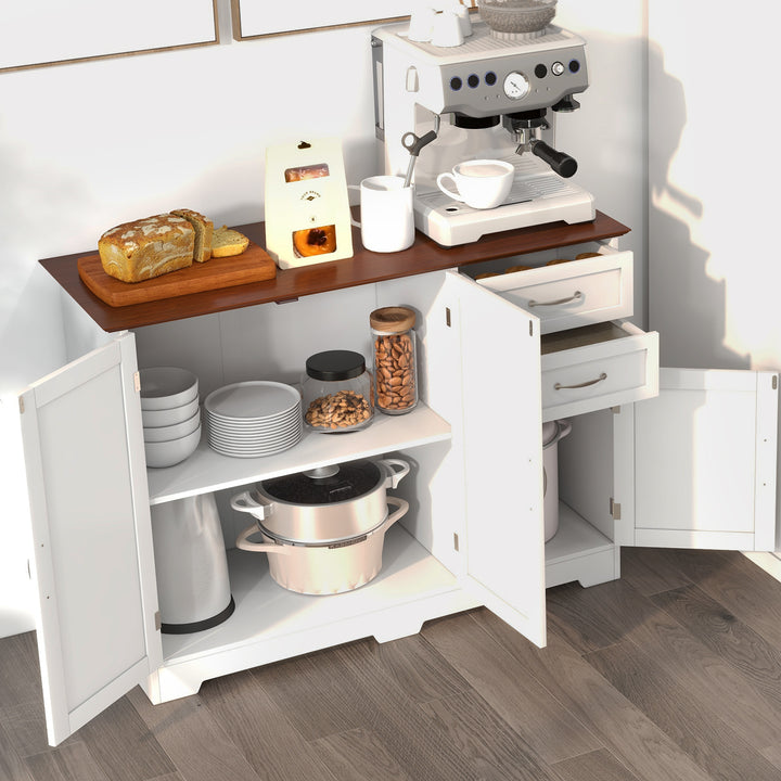 Modern Kitchen Sideboard Storage Cabinet with Adjustable Shelf and Drawers