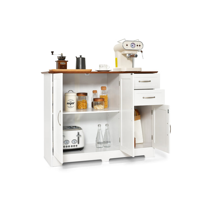 Modern Kitchen Sideboard Storage Cabinet with Adjustable Shelf and Drawers