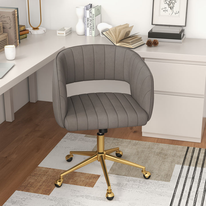 Modern Swivel Home Office Chair with Tufted Back and Seat-Grey