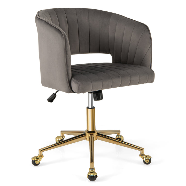 Modern Swivel Home Office Chair with Tufted Back and Seat-Grey