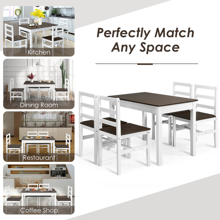 Modern Table and Chairs Set with Solid Pine Wood Legs for Dining Room - TidySpaces