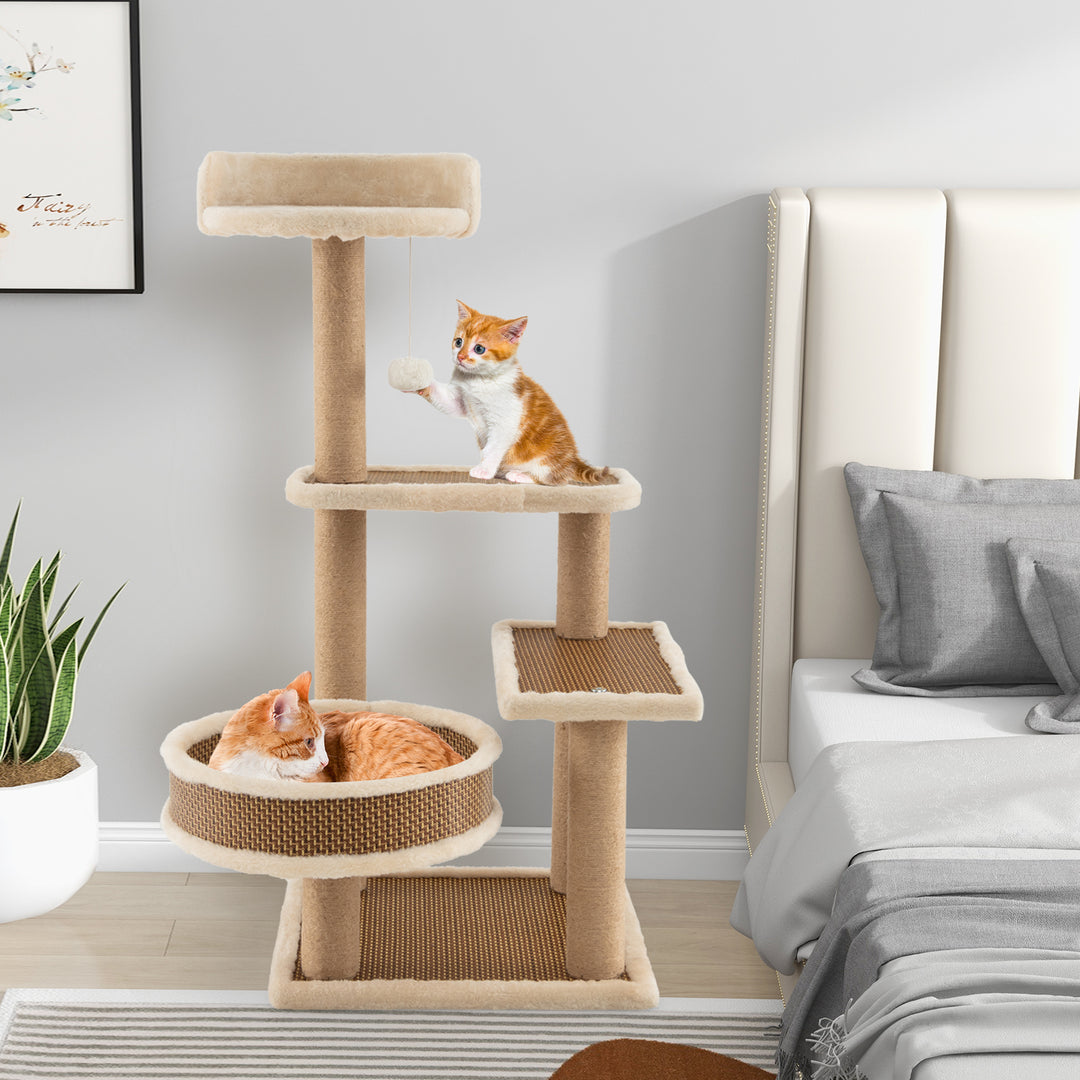 90 cm Multi-Level Cat Tree Tower Cat Tree with Scratching Posts - TidySpaces