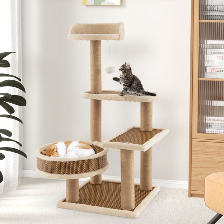 90 cm Multi-Level Cat Tree Tower Cat Tree with Scratching Posts - TidySpaces