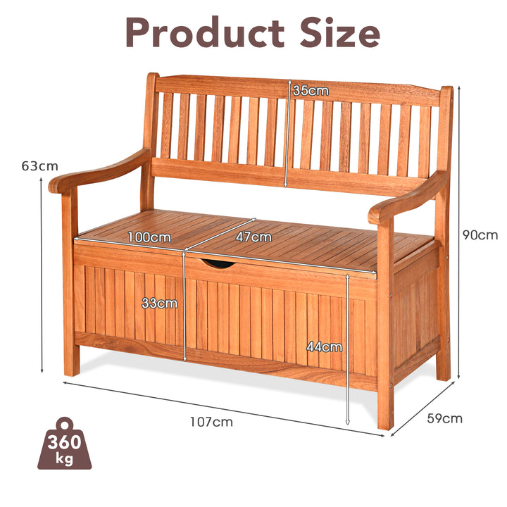 Multifunctional Patio Storage Bench 125L Eucalyptus Storage Seat