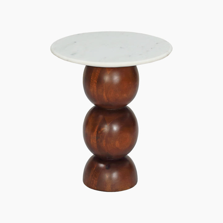 Orbit White Marble Top End Table