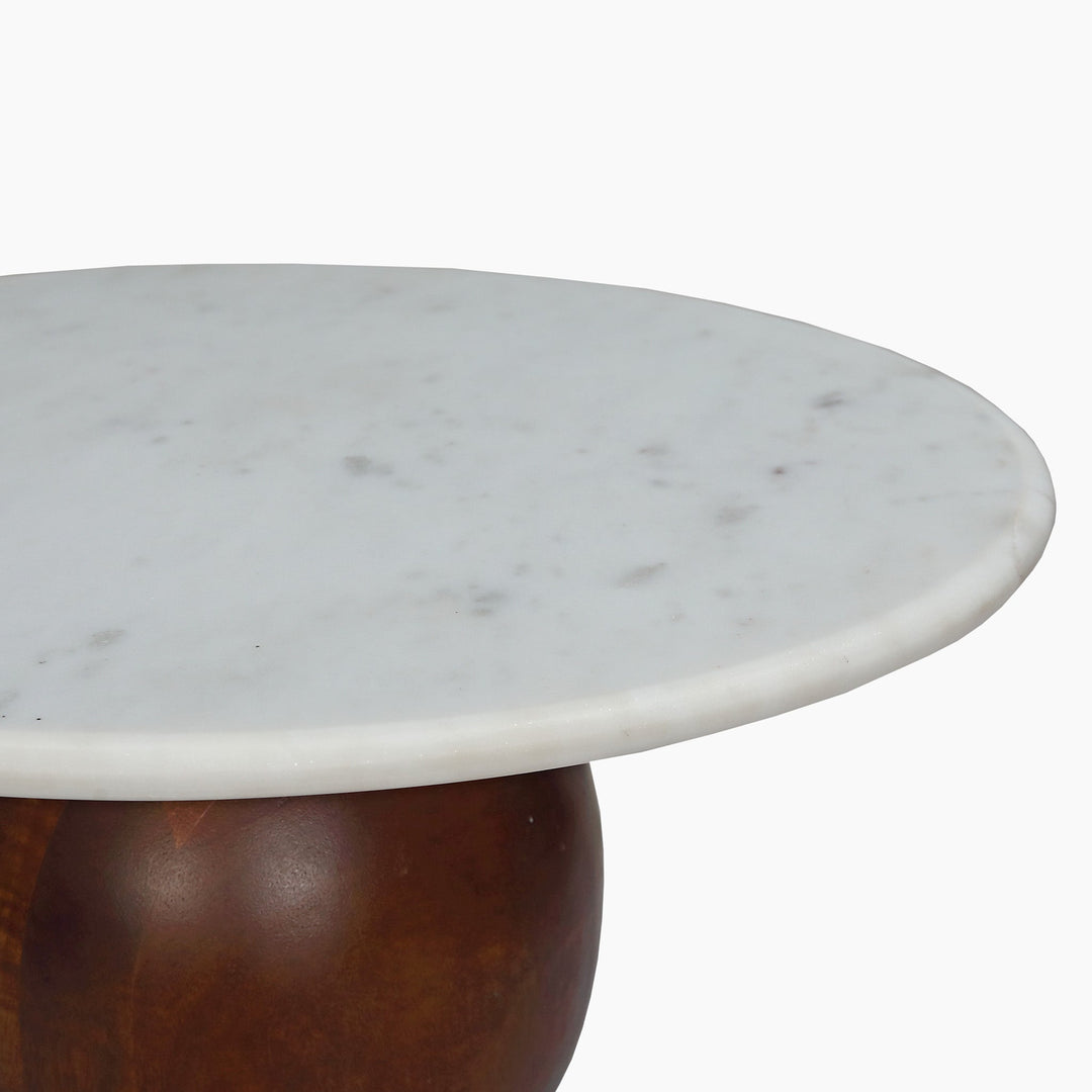 Orbit White Marble Top End Table - TidySpaces