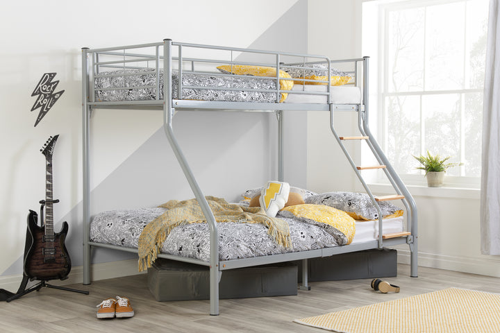 Nexus Steel Bunk Bed with Beech Coloured Rubberwood Accents for Space Saving Fun