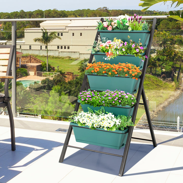 5 Tier Freestanding Garden Raised Planters with 5 Container Boxes