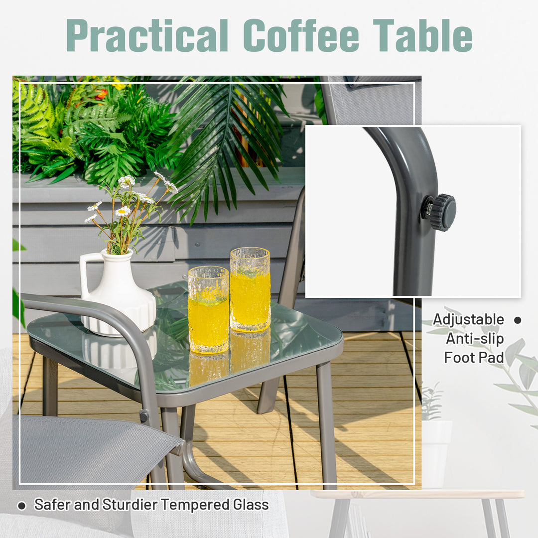 3 Pieces Patio Bistro Set with Coffee Table and 2 Stackable Chairs