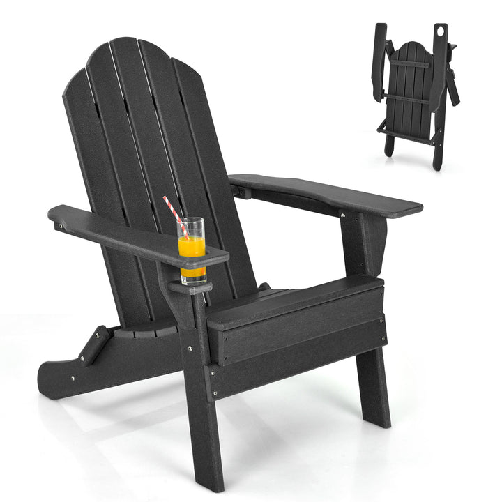 Folding Garden Adirondack Chair with Built in Cup Holder