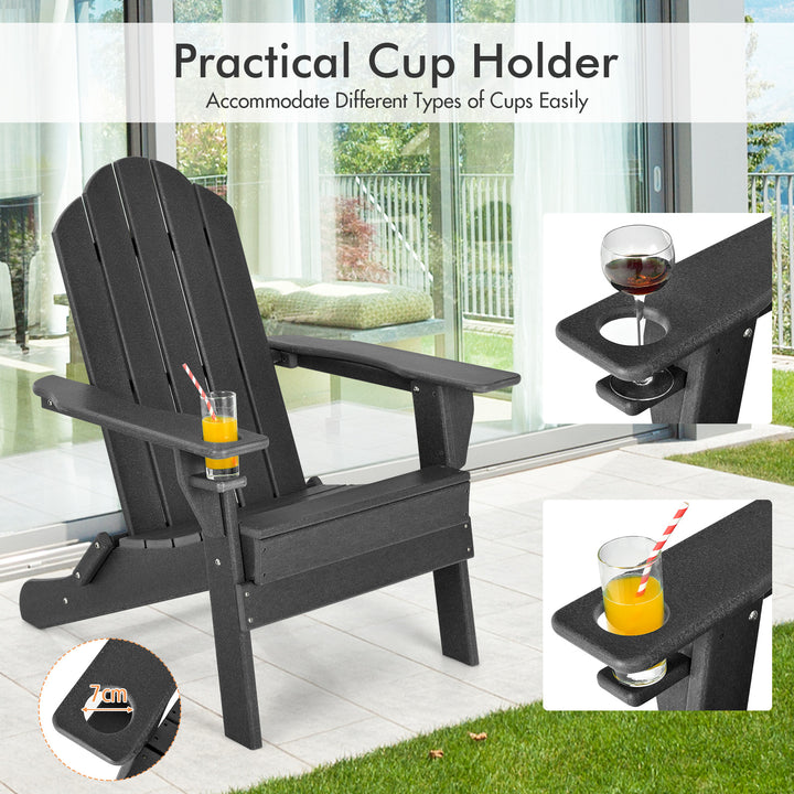 Folding Garden Adirondack Chair with Built in Cup Holder