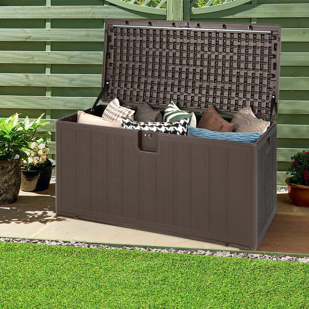 400L Outdoor Storage Deck Box wIth Lockable Cover - TidySpaces