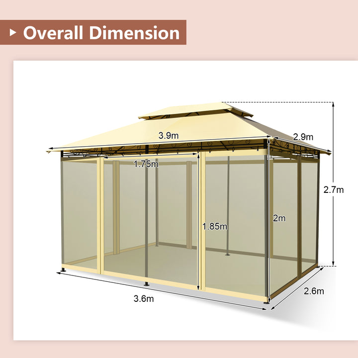 Garden Gazebo with Removable Mesh Side Walls for Patio Backyard