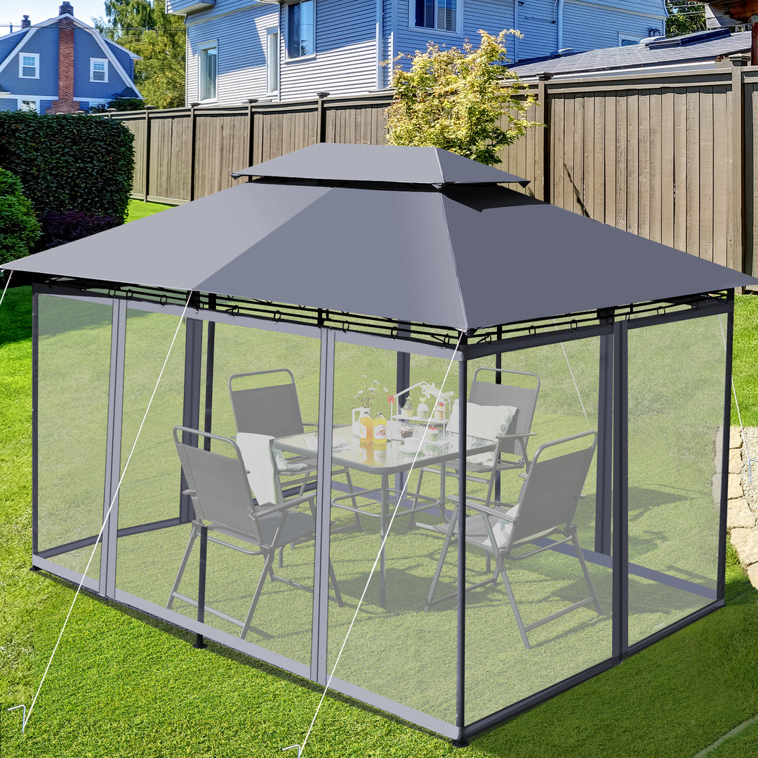 Garden Gazebo with Removable Mesh Side Walls for Patio Backyard