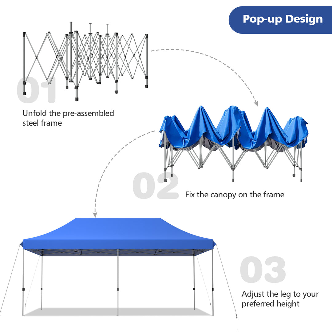 6 x 3m Pop Up Gazebo with 3 Height Positions and Wheeled Storage Bag