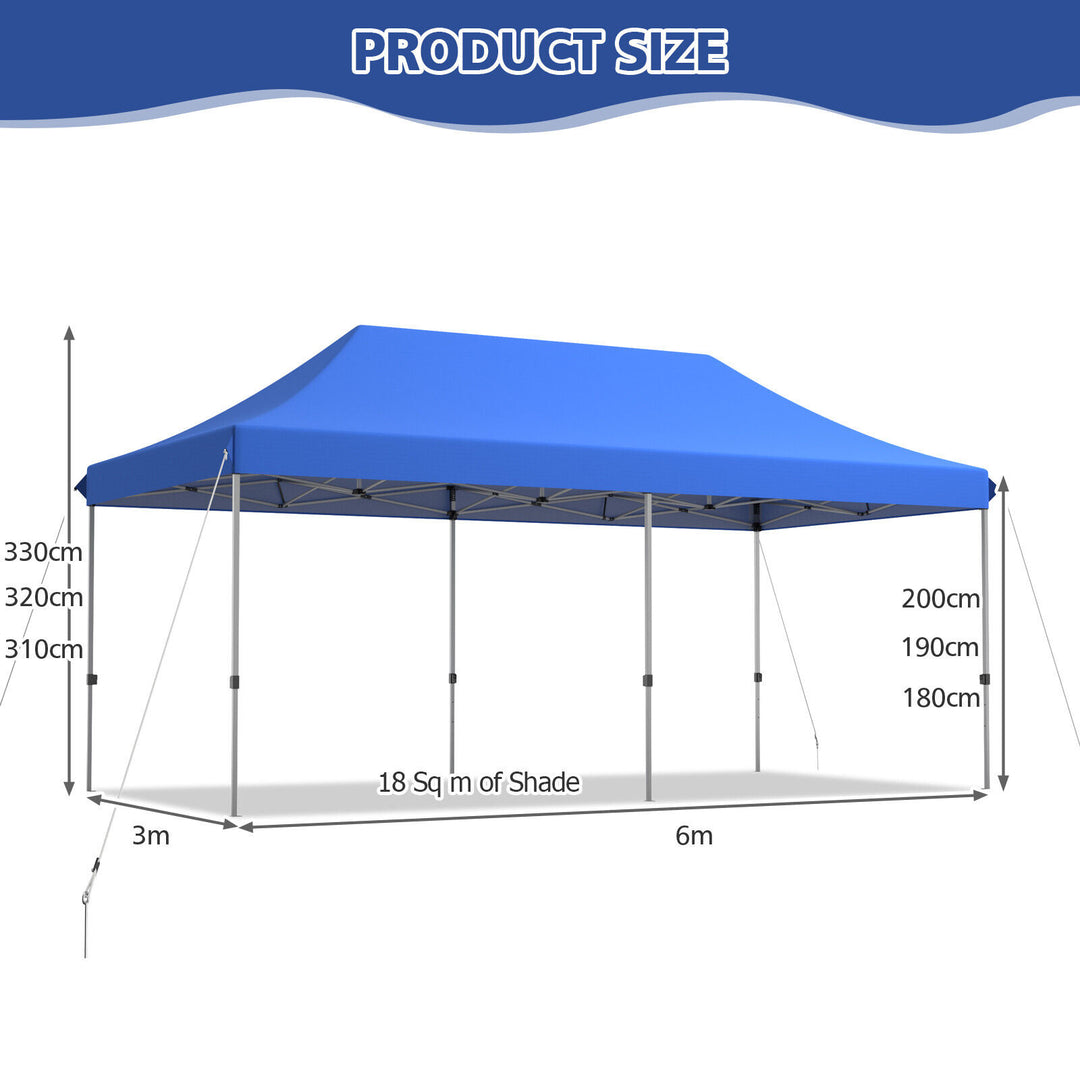 6 x 3m Pop Up Gazebo with 3 Height Positions and Wheeled Storage Bag