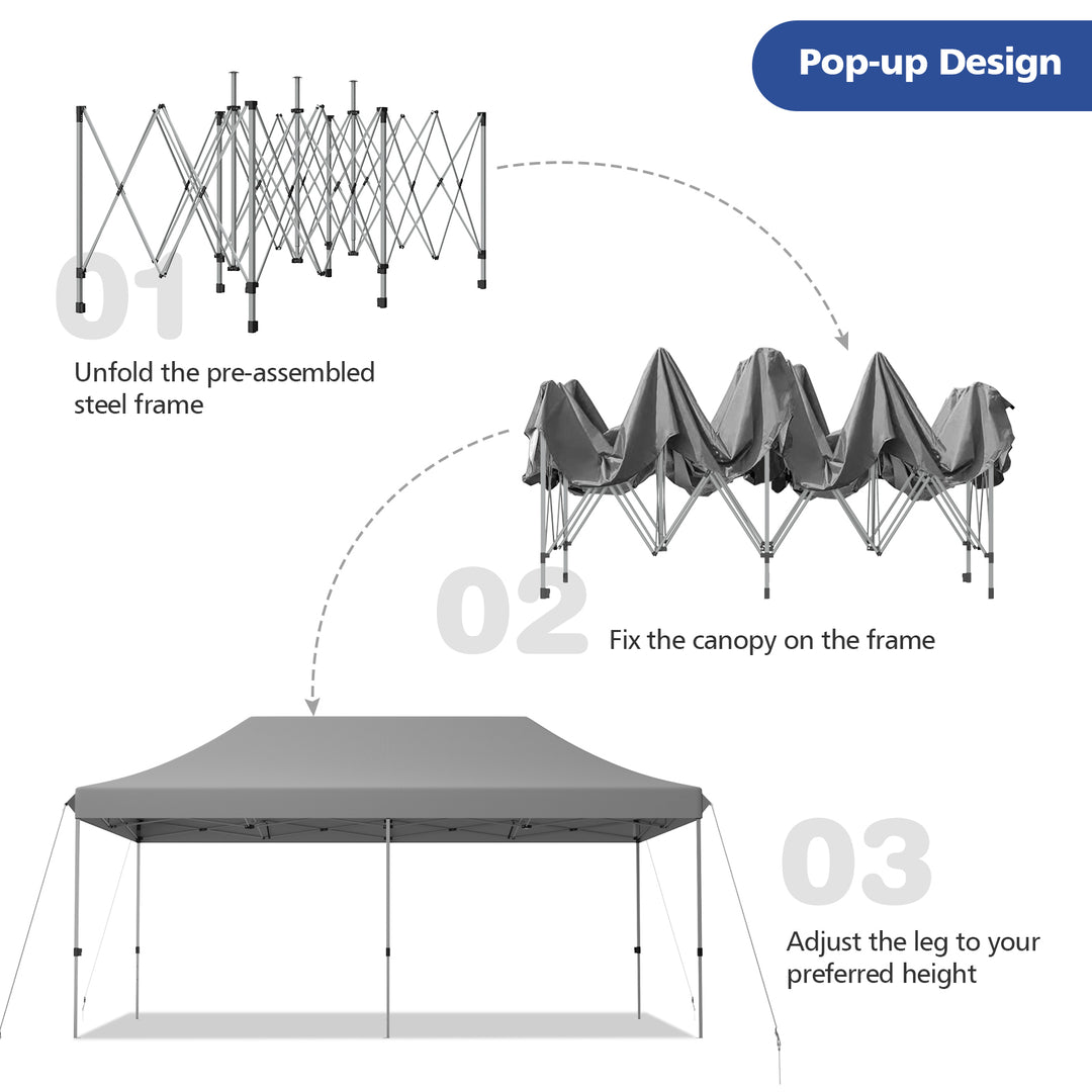 6 x 3m Pop Up Gazebo with 3 Height Positions and Wheeled Storage Bag