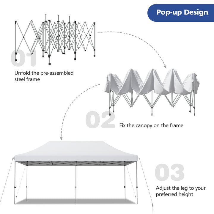 6 x 3m Pop Up Gazebo with 3 Height Positions and Wheeled Storage Bag