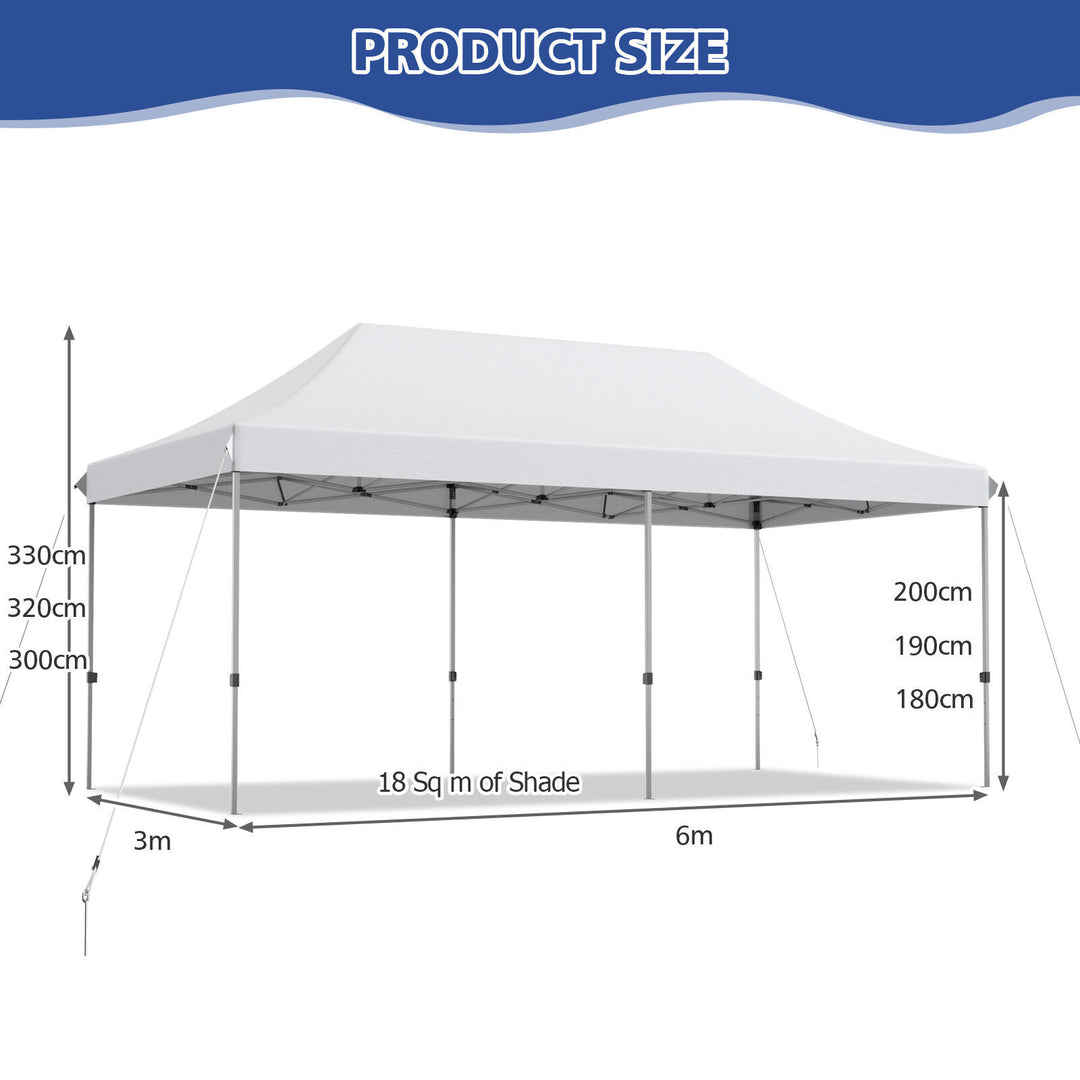 6 x 3m Pop Up Gazebo with 3 Height Positions and Wheeled Storage Bag