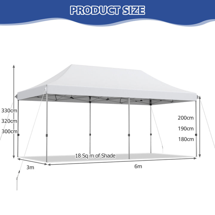 6 x 3m Pop Up Gazebo with 3 Height Positions and Wheeled Storage Bag