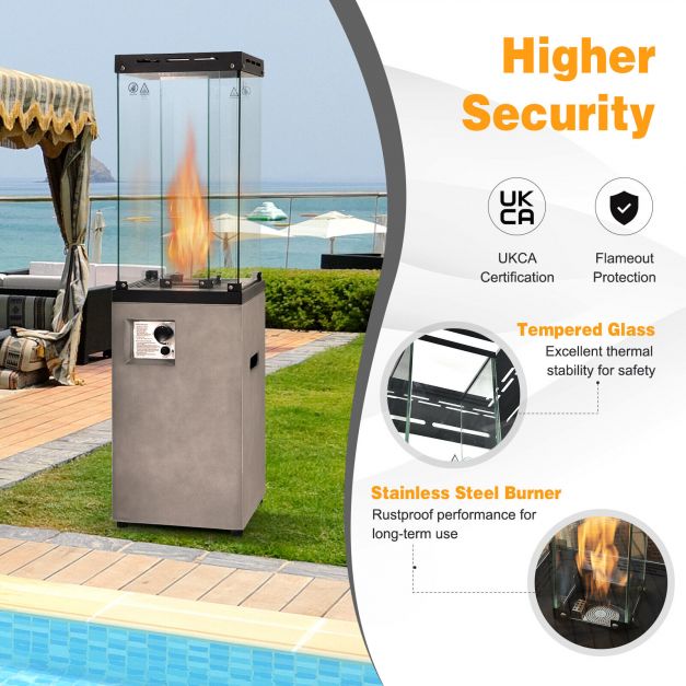 41,000 BTU Propane Patio Heater Outdoor Heater with Lockable Wheels