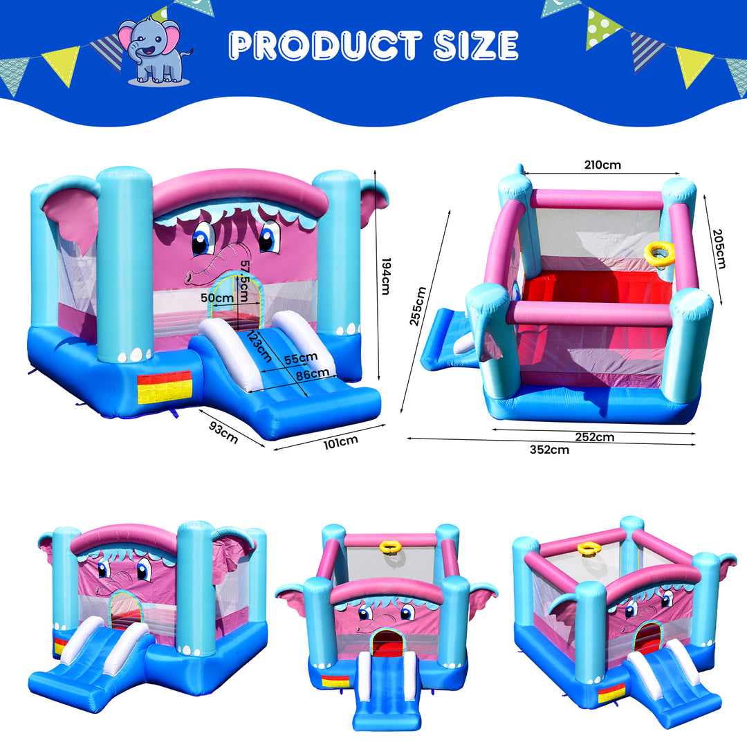 3-In-1 Inflatable Kids Bounce House with Slides and Basketball Rim (without Blower)