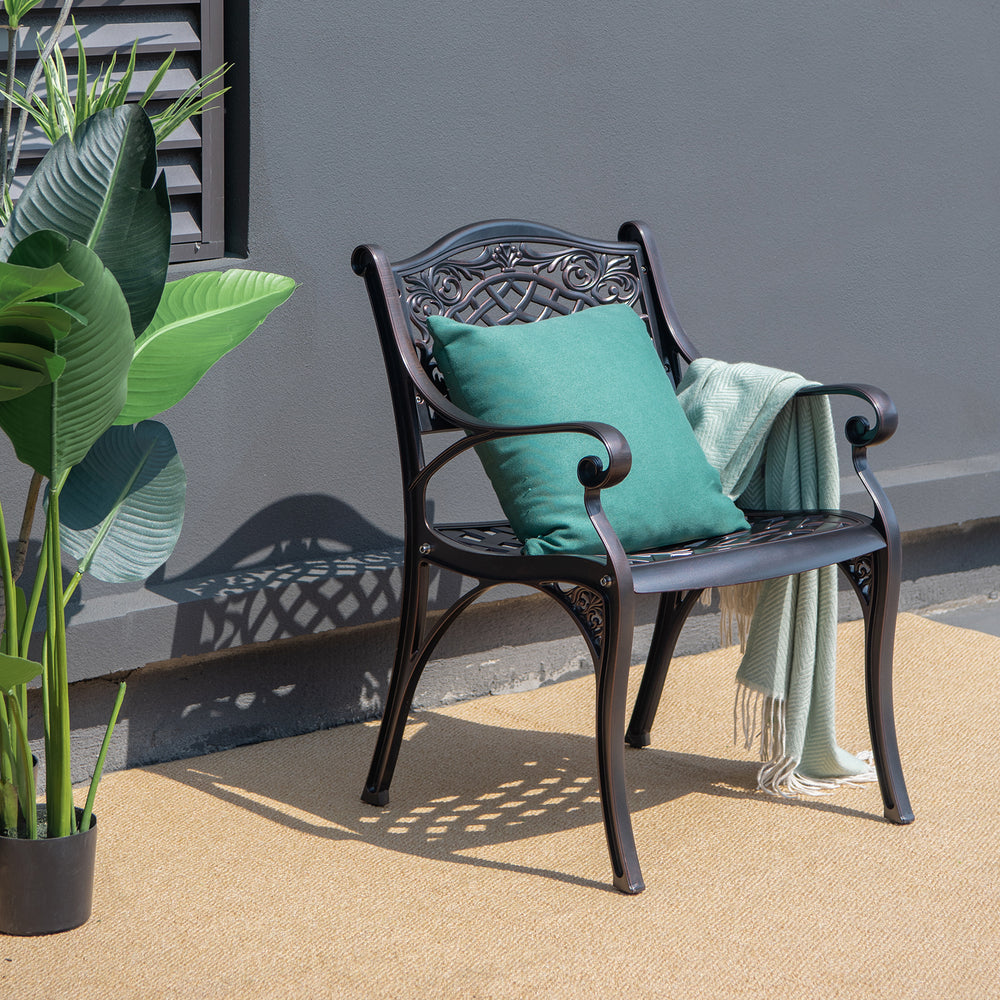 All-Weather Patio Dining Chairs with Armrests and Curved Seats-Wine - TidySpaces