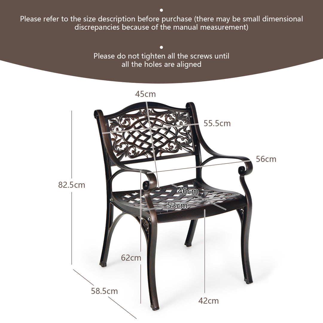 All-Weather Patio Dining Chairs with Armrests and Curved Seats-Wine - TidySpaces