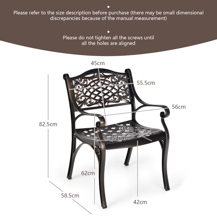 All-Weather Patio Dining Chairs with Armrests and Curved Seats-Wine - TidySpaces
