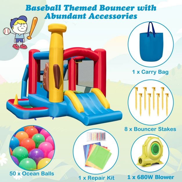 Kids Bouncy Castle with 680W Blower and Slide