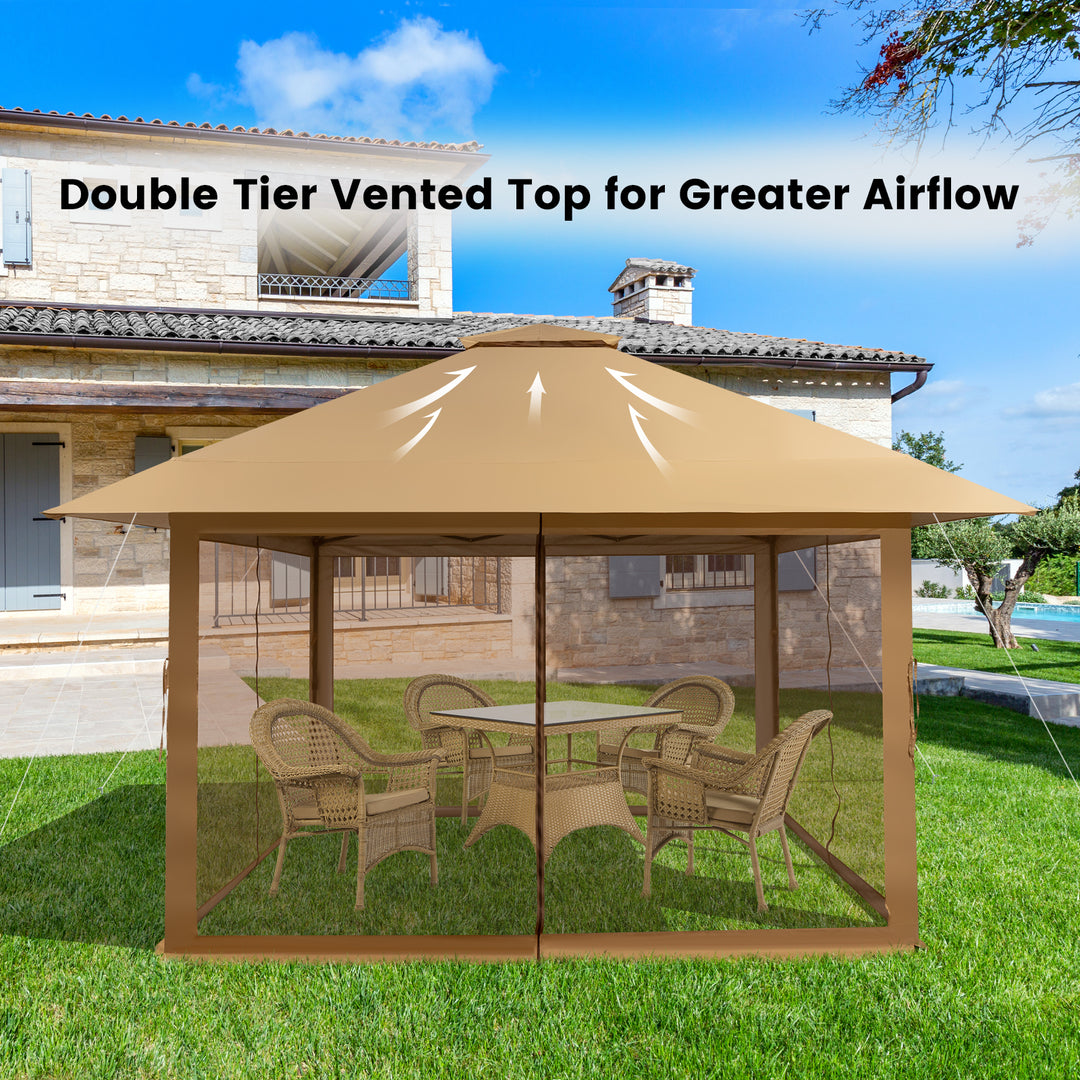 4 x 4m Pop up Gazebo with Mesh Sidewalls and Adjustable Height