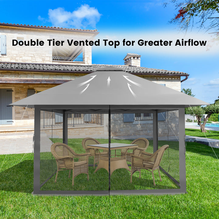 4 x 4m Pop up Gazebo with Mesh Sidewalls and Adjustable Height