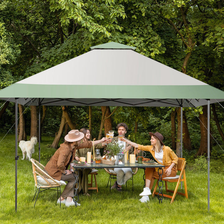 4m x 4m Pop Up Gazebo with 4 Reinforced Ribs and Widen Eaves-Green