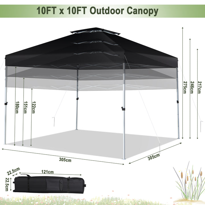 3m x 3m Pop Up Gazebo with Adjustable Height and Double Vented Roof