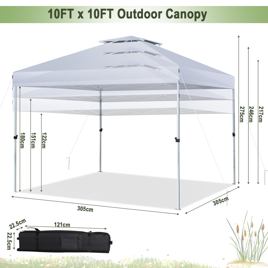 3m x 3m Pop Up Gazebo with Adjustable Height and Double Vented Roof