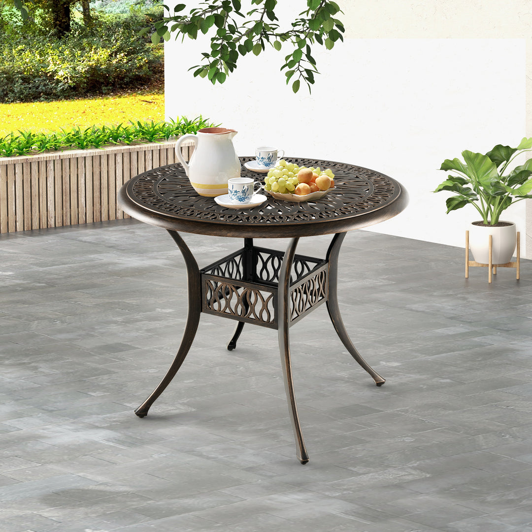 Patio Round/Square Aluminium Dining Table with Umbrella Hole