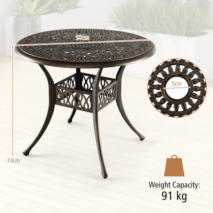 Patio Round/Square Aluminium Dining Table with Umbrella Hole